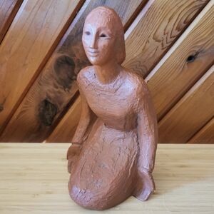 Vintage Handmade Kneeling Figure Sculpture – Signed Artist Piece